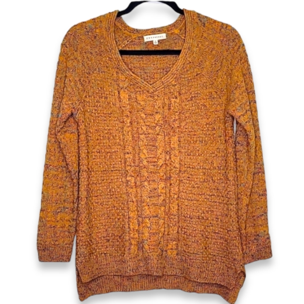 Retrology Orange Multi Colored Knit Sweater, Size S